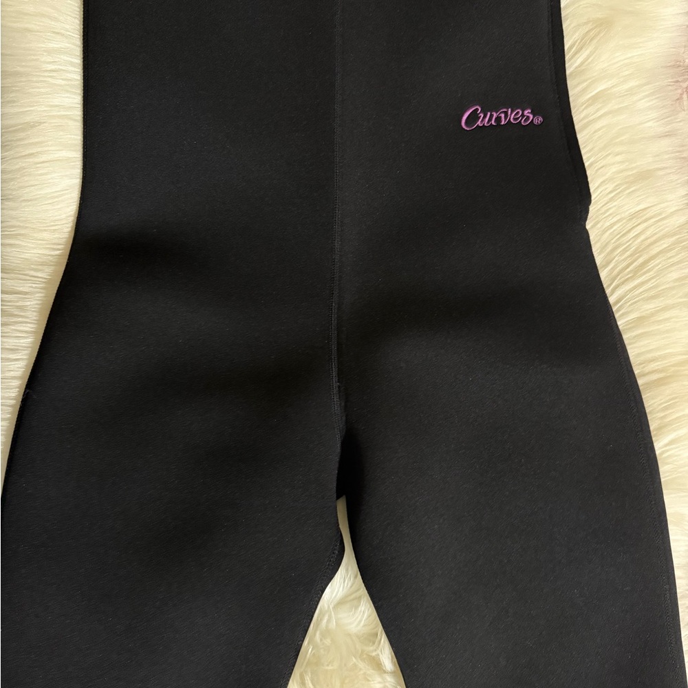 Curves Black Athletic Shorts with Purple Logo